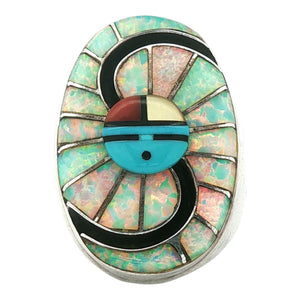 Sunface Zuni Multi-Stone Inlay Ring | Sterling Silver