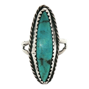 Thin Marquise Scalloped Inlay Ring | Sterling Silver