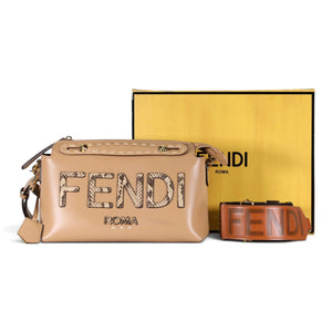 Fendi By The Way Medium Boston Bag in Beige with Stud Logo