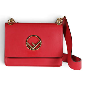 Fendi Kan I F Red Leather Shoulder Bag
