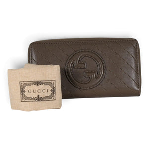 Gucci GG Marmont Quilted Leather Zip Around Wallet Brown