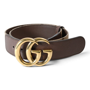 Gucci Marmont Brown Jumbo GG Canvas/Leather Belt