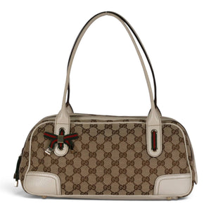 Gucci GG Canvas Princy Shoulder Bag Beige/White Trim