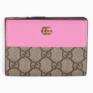 Gucci Ophidia Card Case GG Canvas Pink Trim Gold Hardware