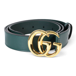 Gucci Plutone Calfskin GG Belt Verde