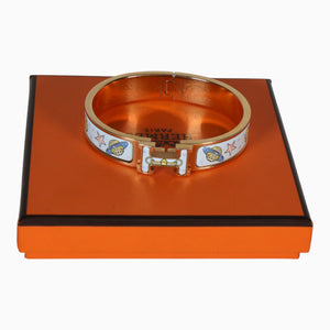Gold Plated Hermes Clic H Space Derby Bracelet