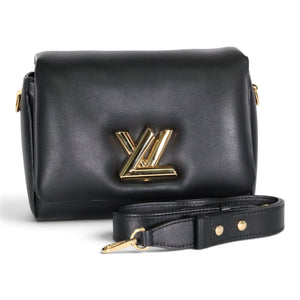 Louis Vuitton Twist MM Crossbody Flap Bag Black Calfskin
