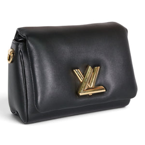 Louis Vuitton Twist MM Crossbody Flap Bag Black Calfskin