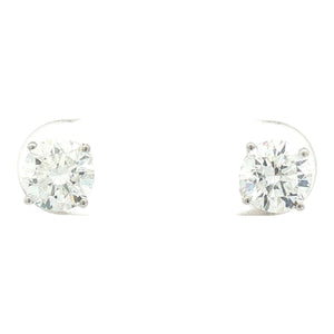 1.5CT Round LAB Diamond 4-Prong Stud Earrings | 14K White Gold