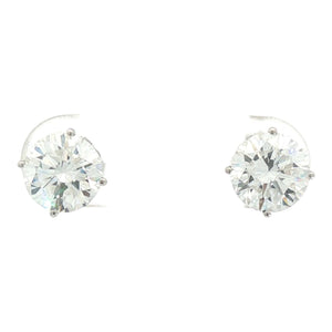 2CT Round LAB Diamond 4-Prong Stud Earrings | 14K White Gold