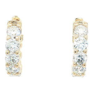 LAB 1.85CTW Diamond Hoop Earrings | 14K Yellow Gold