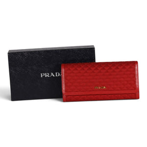 Prada Quilted Leather Continental Wallet Red