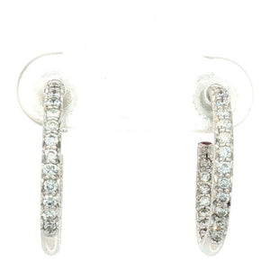 Roberto Coin Inside Out Diamond Hoop Earrings | 18K White Gold
