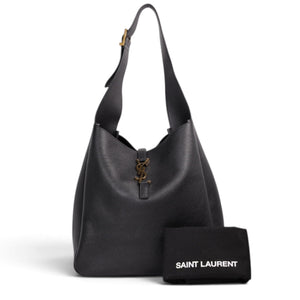 Saint Laurent Le 5 à 7 Supple Large Hobo in Black Grained Leather