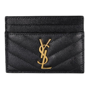 Saint Laurent Monogram Matelassé Card Holder Black Gold Hardware