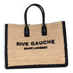 Saint Laurent Rive Gauche Raffia Tote Bag Natural Black