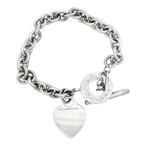 Tiffany & Co. Blank Heart Tag Toggle Bracelet | 925 Sterling Silver