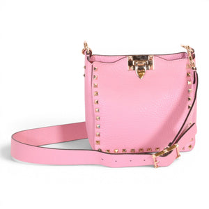 Valentino Garavani Rockstud Grainy Pink Calfskin Crossbody